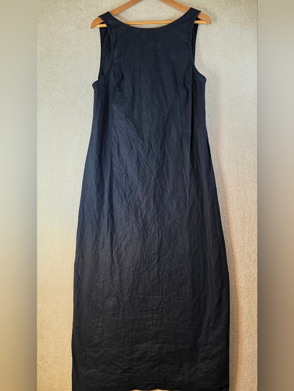 Free People Black Sleeveless Linen Blend Maxi Dress Sheath Low Back M NWT
